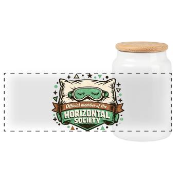 Official member of the Horizontal Society - Panoramic Cookie Jar with Wooden Lid - white - Front