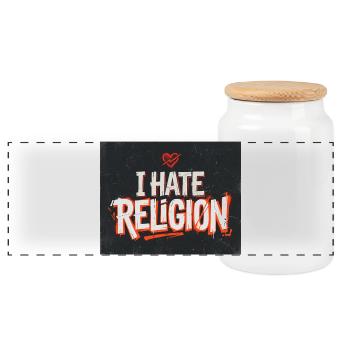 i hate religion - Panorama Keksdose mit Holzdeckel - Weiß - Vorne