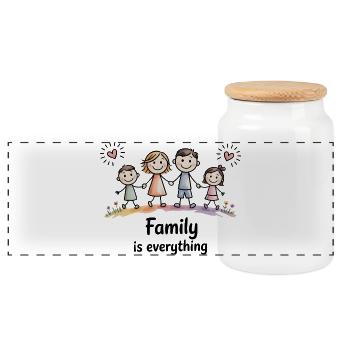 La famille, c’est tout - Boîte à biscuits avec couvercle en bois - blanc - Devant