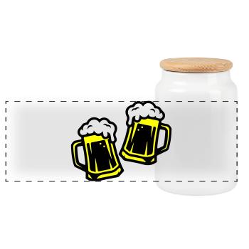 Toasting beer Drinking - Panoramic Cookie Jar with Wooden Lid - white - Front