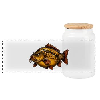 Mirror Carp Fishing T-Shirt - Panoramic Cookie Jar with Wooden Lid - white - Front