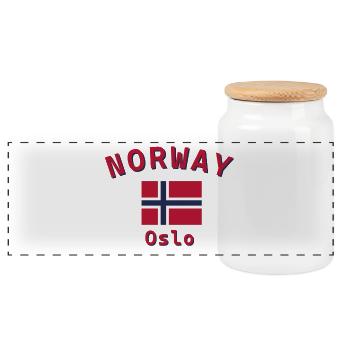 Norwegen - Panorama Keksdose mit Holzdeckel - Weiß - Vorne