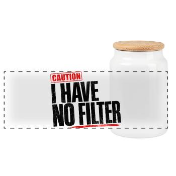 Attention : je n’ai pas de filtre sarcasme ironie humour - Boîte à biscuits avec couvercle en bois - blanc - Devant