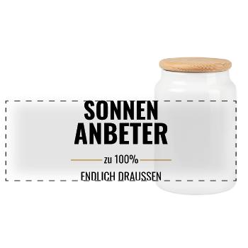 Sonnenanbeter zu 100% Endlich draußen - Panorama Keksdose mit Holzdeckel - Weiß - Vorne