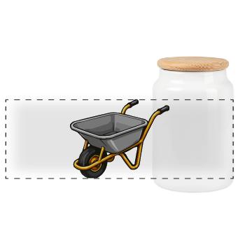 Garten Schubwagen Cartoon - Panorama Keksdose mit Holzdeckel - Weiß - Vorne