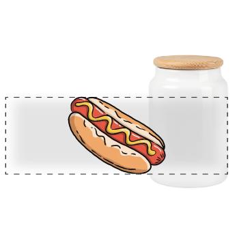 Hotdog - Hot Dog Fast Food Snack American - Panoramic Cookie Jar with Wooden Lid - white - Front