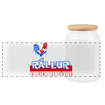 Râleur Fier de l’être Coq Logo - Boîte à biscuits avec couvercle en bois - blanc - Devant