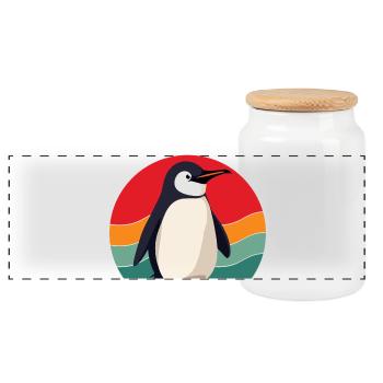 Pingouin mignon - Cadeau pour l’amoureux des manchots - Boîte à biscuits avec couvercle en bois - blanc - Devant