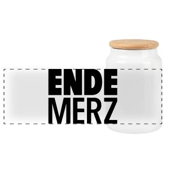 Ende Merz - Panorama Keksdose mit Holzdeckel - Weiß - Vorne