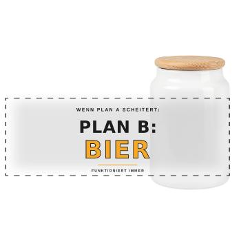 Plan B : Déclaration de bière - Boîte à biscuits avec couvercle en bois - blanc - Devant