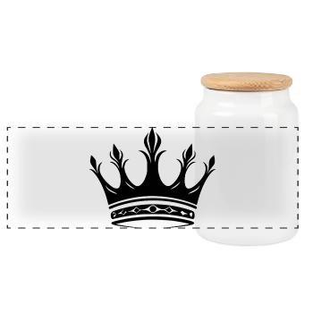 Couronne - Boîte à biscuits avec couvercle en bois - blanc - Devant