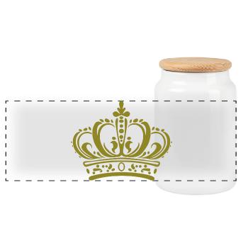 Couronne - Boîte à biscuits avec couvercle en bois - blanc - Devant