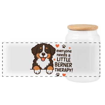 Chien de montagne bernois Petit Berner Humour de thérapie - Boîte à biscuits avec couvercle en bois - blanc - Devant