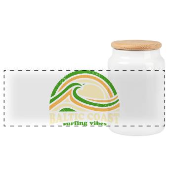 Baltic Coast Surf Design – Rétro Green - Boîte à biscuits avec couvercle en bois - blanc - Devant