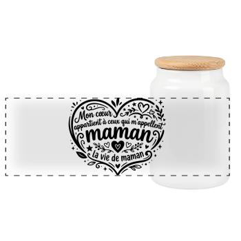 la vie de maman - Boîte à biscuits avec couvercle en bois - blanc - Devant