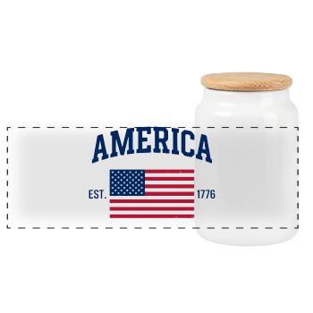 American Flag USA United States of America US 4th  - Boîte à biscuits avec couvercle en bois - blanc - Devant