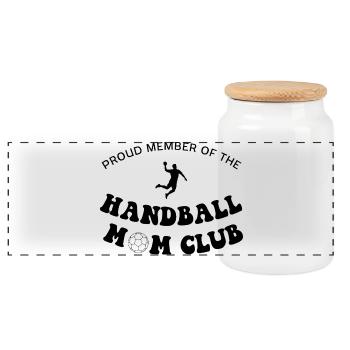 Maman de handball - Boîte à biscuits avec couvercle en bois - blanc - Devant