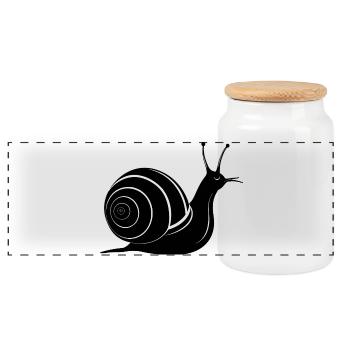 Snail - Panoramic Cookie Jar with Wooden Lid - white - Front