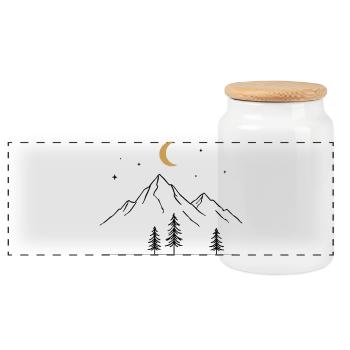 Montagnes Lune - Boîte à biscuits avec couvercle en bois - blanc - Devant