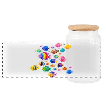 Illustration colorée de poissons tropicaux - Boîte à biscuits avec couvercle en bois - blanc - Devant