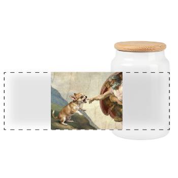 Mème Chihuahua Chihuahua Hand Dog - Boîte à biscuits avec couvercle en bois - blanc - Devant