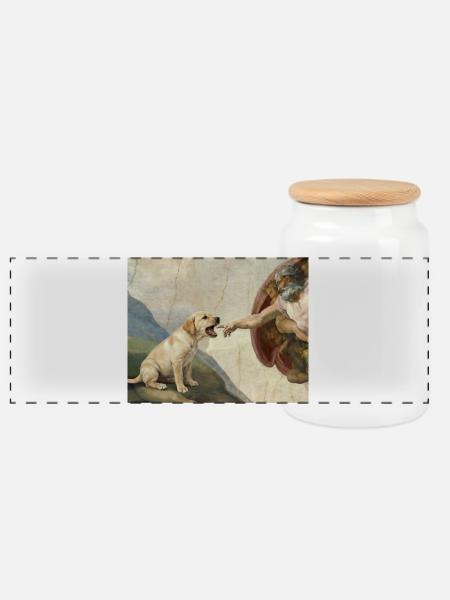 Hund Gottes Hand Labrador Hunde meme - Panorama Keksdose mit Holzdeckel - Weiß