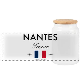 Nantes Frankreich Koordinaten Reise Souvenir - Panorama Keksdose mit Holzdeckel - Weiß - Vorne