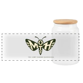 MOTH – The Light Seemed Reasonable - Panoramic Cookie Jar with Wooden Lid - white - Front