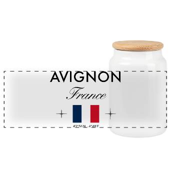 Avignon, France, coordonne le souvenir de voyage - Boîte à biscuits avec couvercle en bois - blanc - Devant