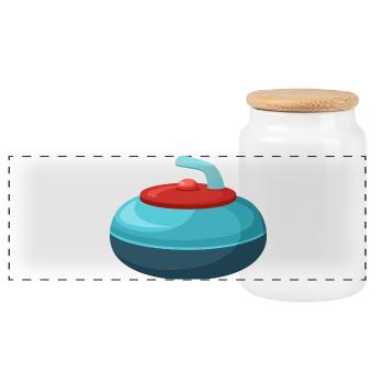 Pierre de curling - Boîte à biscuits avec couvercle en bois - blanc - Devant