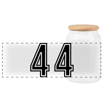 44 Number Symbol - Panoramic Cookie Jar with Wooden Lid - white - Front