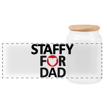 Staffy für Papa mit Herzkopf Staffie - 044 - Panorama Keksdose mit Holzdeckel - Weiß - Vorne