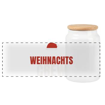 Weihnachts Crew Weihnachtsmütze Familie Team Fest - Panorama Keksdose mit Holzdeckel - Weiß - Vorne