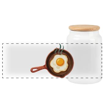 Breakfast Funny Brunch Coffee Pancake Bacon Food - Panoramic Cookie Jar with Wooden Lid - white - Front
