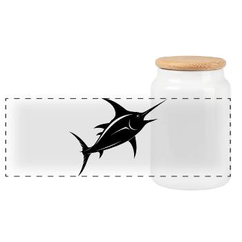 Swordfish - Panoramic Cookie Jar with Wooden Lid - white - Front