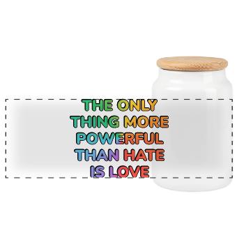 La seule chose plus puissante que la haine, c’est l’amour – - Boîte à biscuits avec couvercle en bois - blanc - Devant