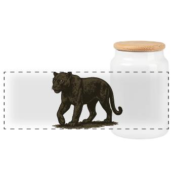 Panther - Panorama Keksdose mit Holzdeckel - Weiß - Vorne