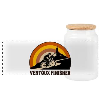 Ventoux Finisher Retro-Radfahrer - Panorama Keksdose mit Holzdeckel - Weiß - Vorne