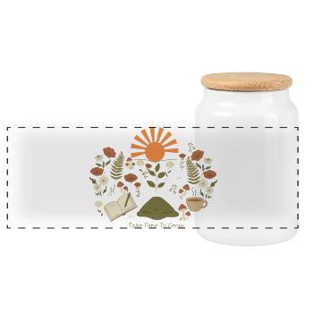 Take Time To Grow – Sonnenpfad - Panorama Keksdose mit Holzdeckel - Weiß - Vorne