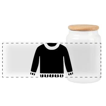 Winter Pullover Icon – Gemütliches Strick Design - Panorama Keksdose mit Holzdeckel - Weiß - Vorne