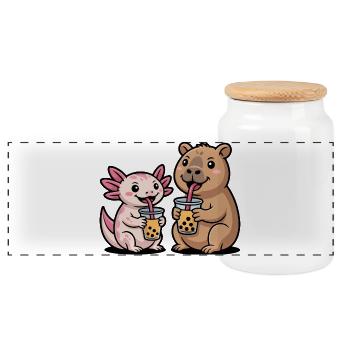 Life is Better with Capybaras - Süßes Nagetier - Panorama Keksdose mit Holzdeckel - Weiß - Vorne