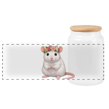 Ratte - Panorama Keksdose mit Holzdeckel - Weiß - Vorne