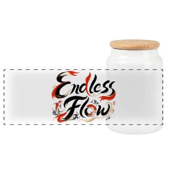 Endless Flow | Japanische Zen Kunst - Panorama Keksdose mit Holzdeckel - Weiß - Vorne