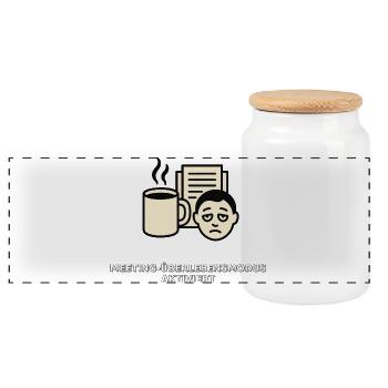 Meeting-Überlebens-Tasse - Panorama Keksdose mit Holzdeckel - Weiß - Vorne