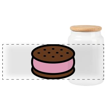 Eissandwich Keks Grafik - Panoramic Cookie Jar with Wooden Lid - white - Front