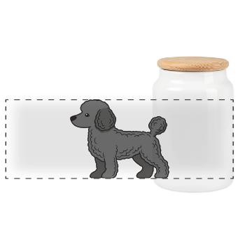 Silhouette de Caniche Gris - Boîte à biscuits avec couvercle en bois - blanc - Devant