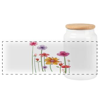 Colorful Wildflowers - Panoramic Cookie Jar with Wooden Lid - white - Front