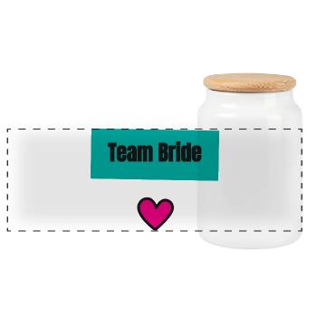 Bachelorette party. BRIDE. TEAM. TEAM MARIEE. BRIDE-TO-BE - Panoramic Cookie Jar with Wooden Lid - white - Front