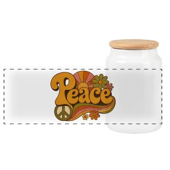 peace - Panoramic Cookie Jar with Wooden Lid - white - Front