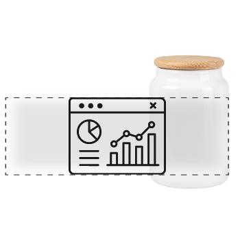 Dashboard Analytics Zeilen-Symbol - Panorama Keksdose mit Holzdeckel - Weiß - Vorne